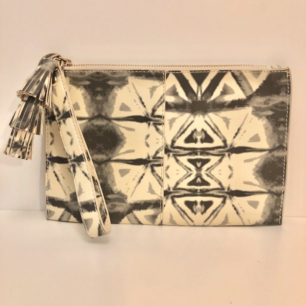 Blue-Gray and Cream Snake Print Clutch